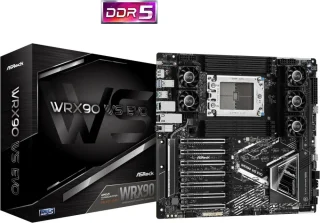 ASRock WRX90 WS EVO Extended ATX Motherboard AMD WRX90 Chipset sTR5 Socket Supports Ryzen Threadripper PRO 9000/8000/7000 Series 8x DDR5 ECC RDIMM up to 2TB 7x PCIe 5.0 x16 Slots 4x M.2 PCIe 5.0 Dual 10G Marvell AQtion LAN Wi-Fi 7 Realtek ALC4082 Audio USB4 Thunderbolt 4 20+2+1 Phase 110A SPS VRM Server-Grade Components - Black
