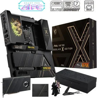 MSI MEG X870E GODLIKE X EDITION AM5 E-ATX Motherboard AMD X870E Chipset DDR5 up to 9200+(OC) PCIe 5.0 x16 Dual Slots Multiple M.2 Gen5 Slots SATA 6Gb/s Dual 10G LAN Wi-Fi 7 Bluetooth 5.4 Realtek ALC4082 Audio USB4 40Gbps Thunderbolt 4 Dynamic Dashboard III 7" Touch Panel 22+2+1 Phase 110A SPS VRM Mystic Light Infinity RGB EZ DIY Features Premium Black X Edition - Black