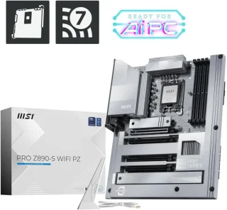 MSI PRO Z890-S WIFI PZ LGA 1851 Intel Z890 ATX Back-Connect Motherboard DDR5 PCIe 5.0 x16 Slot Multiple M.2 Gen5 Slots SATA 6Gb/s Wi-Fi 7 Bluetooth 5.4 5G LAN Realtek ALC897 Audio USB 3.2 Gen2x2 Type-C Extended Heatsink Mystic Light EZ DIY Rear I/O Design Supports Intel Core Ultra Series 2 Processors - Black