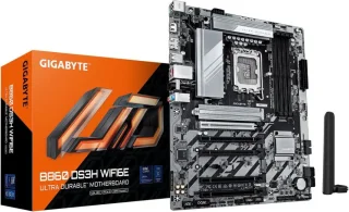 GIGABYTE B860 DS3H WIFI6E LGA 1851 Intel B860 ATX Motherboard Core Ultra Series 2 Ready DDR5 PCIe 5.0 x16 Slot with EZ-Latch 3x M.2 Slots (1x Gen5) Wi-Fi 6E Bluetooth 5.3 2.5GbE Realtek LAN USB 3.2 Gen2 Type-C HDMI DisplayPort Q-Flash Plus RGB Fusion Smart Fan 6 Hybrid Digital VRM - Black