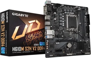 GIGABYTE H610M S2H V2 DDR4 LGA 1700 Intel H610 Micro ATX Motherboard DDR4 up to 3200MHz Single M.2 PCIe 4.0 x4 Slot PCIe 4.0 x16 Realtek 1GbE LAN HDMI DisplayPort D-Sub DVI-D USB 3.2 Gen1 Q-Flash Plus RGB Fusion Smart Fan 6 5+1+1 Phases Hybrid VRM Supports 14th/13th/12th Gen Intel Core - Black