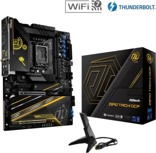 ASRock Z890 Taichi OCF LGA 1851 Intel Z890 ATX Motherboard DDR5 PCIe 5.0 x16 Slot Multiple M.2 Gen5 Slots Thunderbolt 4 Wi-Fi 7 5G LAN Realtek ALC4082 Audio USB 3.2 Gen2x2 Type-C 20+2+1 Phase 110A SPS VRM Overclocking Optimized Polychrome RGB Supports Intel Core Ultra Series 2 Processors - Black
