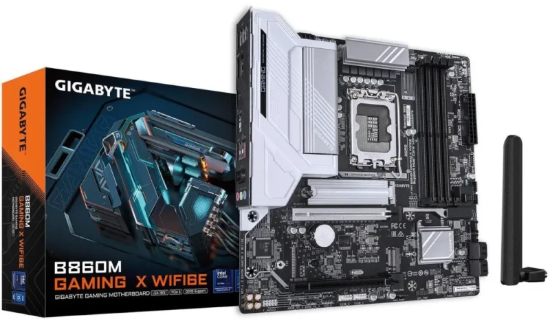 GIGABYTE B860M GAMING X WIFI6E LGA 1851 Intel B860 Micro ATX Motherboard - Core Ultra Series 2 Ready, DDR5, PCIe 5.0 x16 with EZ-Latch, 2x M.2 Slots, Wi-Fi 6E, Bluetooth 5.3, 2.5GbE LAN, USB-C, HDMI, DisplayPort, Q-Flash Plus, RGB Fusion, Smart Fan 6 - Black - Featured Image