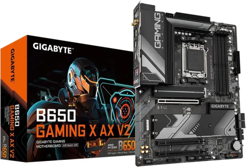 GIGABYTE B650 GAMING X AX V2 AM5 ATX Motherboard - AMD B650, DDR5 up to 8000+(OC), PCIe 5.0 x16, Triple M.2 (1x Gen5), Wi-Fi 6E, 2.5GbE Realtek LAN, USB 3.2 Gen2x2 Type-C, Q-Flash Plus, EZ-Latch, RGB Fusion - Black - Featured Image