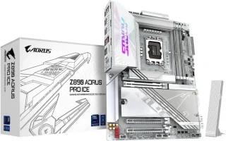 GIGABYTE Z890 AORUS PRO ICE LGA 1851 Intel Z890 ATX Motherboard - Core Ultra Series 2 Ready, DDR5, PCIe 5.0 x16 with EZ-Latch, 5x M.2 Slots, Thunderbolt 4, Wi-Fi 7, 5GbE LAN, RGB Fusion, White ICE Edition
