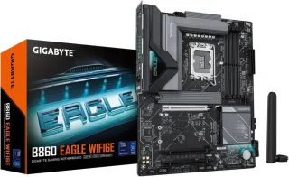 GIGABYTE B860 EAGLE WIFI6E LGA 1851 Intel B860 ATX Motherboard - Core Ultra Series 2 Ready, DDR5, PCIe 5.0 x16 with EZ-Latch, 3x M.2 Slots, Wi-Fi 6E, 2.5GbE LAN, USB-C, HDMI, DisplayPort, Q-Flash Plus, RGB Fusion - Black