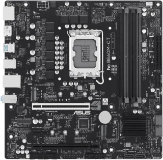 ASUS PRO B860M-CT-CSM LGA 1851 Intel B860 Micro ATX Motherboard - DDR5, PCIe 5.0 x16, 2x M.2 Slots, Intel 1GbE LAN, 2x DisplayPort, HDMI, USB Type-C, Onboard TPM, Enhanced Security & Manageability, Supports Core Ultra Series 2 - Black