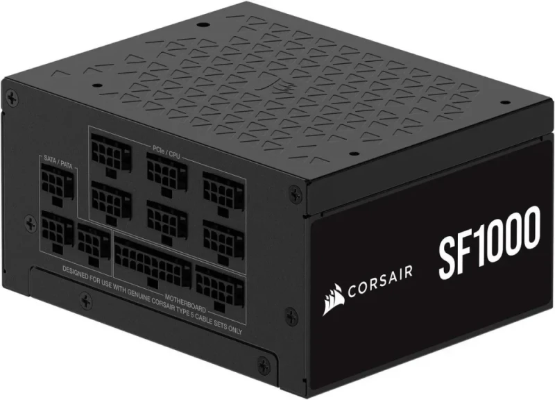 Corsair SF Series SF1000 1000W Fully Modular SFX Power Supply - 80 PLUS Platinum, Cybenetics Platinum, ATX 3.1 & PCIe 5.1 Ready, Native 12V-2x6 Cable, 92mm PWM Fan, Low-Noise, Zero RPM Mode - Black (CP-9020257-NA) - Featured Image