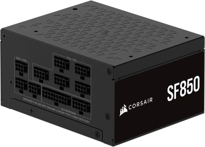 Corsair SF Series SF850 850W Fully Modular SFX Power Supply - 80 PLUS Platinum, Cybenetics Platinum, ATX 3.1 & PCIe 5.1 Ready, Native 12V-2x6 Cable, 92mm PWM Fan, Low-Noise, Zero RPM Mode - Black (CP-9020256-NA) - Featured Image
