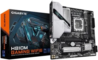 GIGABYTE H810M GAMING WIFI6 LGA 1851 Intel H810 Micro ATX Motherboard - Core Ultra Series 2 Ready, DDR5, PCIe 5.0 x16 with EZ-Latch, 1x M.2 Slot, Wi-Fi 6, 2.5GbE LAN, USB-C, HDMI, DisplayPort - Black