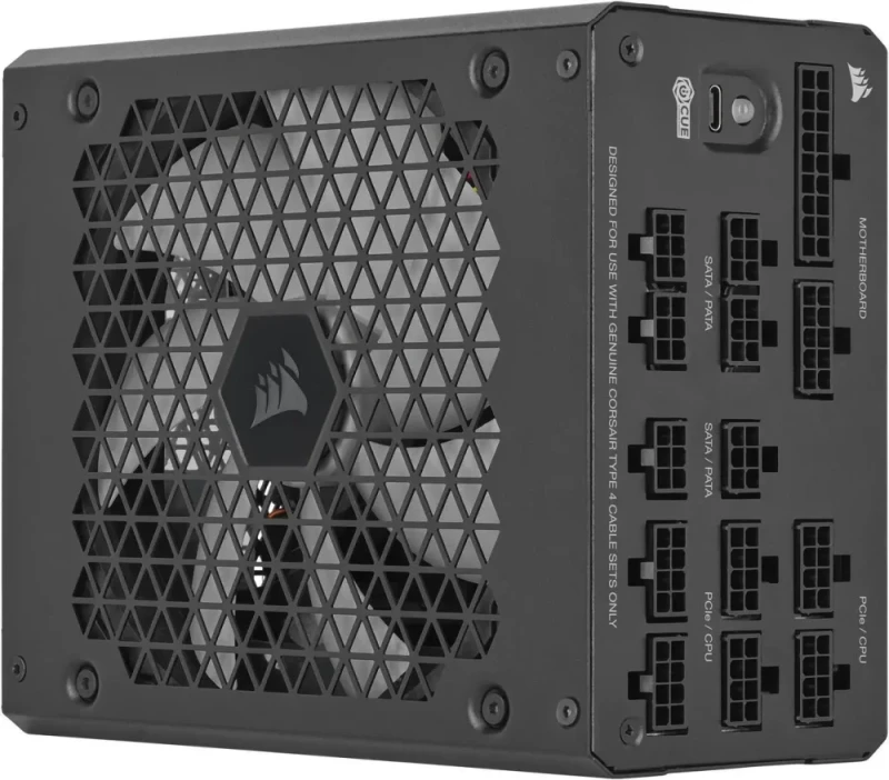 Corsair HX1000i 1000W Fully Modular Ultra-Low Noise Power Supply - 80 PLUS Platinum, ATX 3.1 & PCIe 5.1 Compliant, Fluid Dynamic Bearing Fan, iCUE Software Compatible, Zero RPM Mode - Black - Featured Image