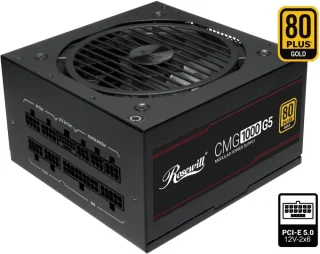 Rosewill CMG5 1000W Fully Modular Power Supply - 80 PLUS Gold, ATX 3.0 & 3.1 Compatible, PCIe 5.0 600W 12V-2x6 Connector, 100% Japanese Electrolytic Capacitors, 120mm FDB Fan - CMG1000G5