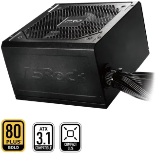 ASRock PRO Series PRO-650G 650W Power Supply - 80 PLUS Gold Certified, ATX 3.1 Compatible, Semi-Modular, Low-Noise Fan, Japanese Capacitors - Black