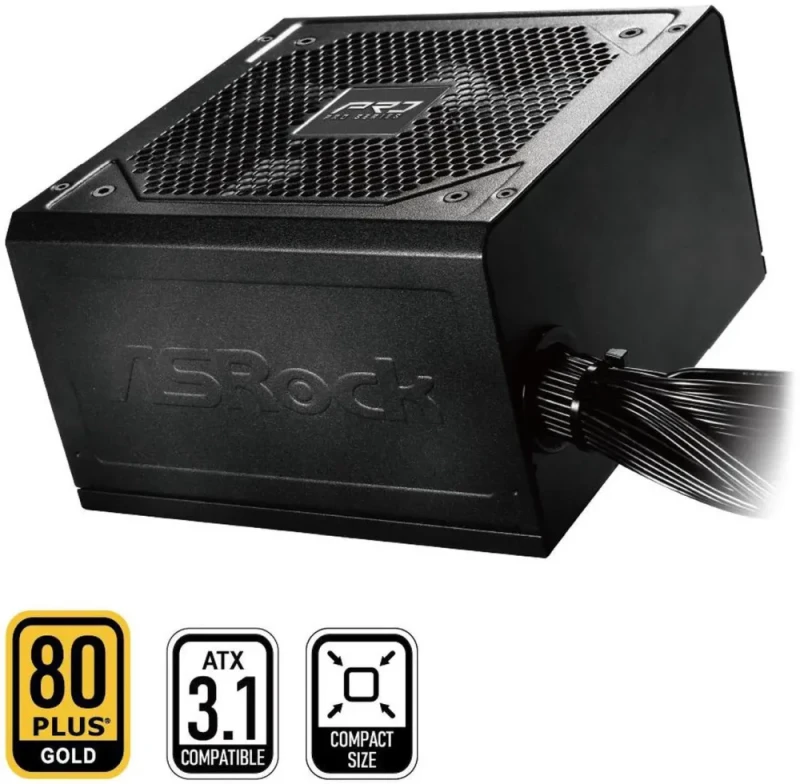 ASRock PRO Series PRO-650G 650W Power Supply - 80 PLUS Gold Certified, ATX 3.1 Compatible, Semi-Modular, Low-Noise Fan, Japanese Capacitors - Black - Featured Image