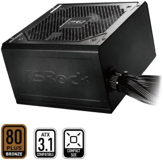 ASRock PRO Series PRO-650B 650W Power Supply - 80 PLUS Bronze Certified, ATX 3.1 Compatible, Semi-Modular, Low-Noise Fan, Japanese Capacitors - Black