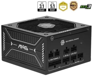 MSI MAG A650GLS PCIE5 650W Fully Modular Compact Power Supply - 80 PLUS Gold, ATX 3.1 & PCIe 5.1 Ready, Native Dual-Color 12V-2x6 Cable, Japanese Capacitors, Low-Noise Fan, Embossed Jacket Cables - Black