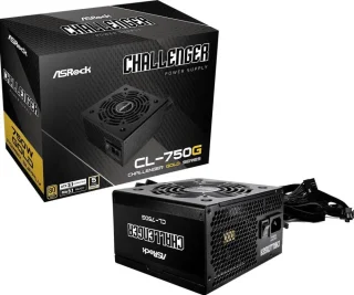 ASRock Challenger CL-750G 750W Non-Modular ATX Power Supply - ATX 3.1 & PCIe 5.1 Compliant, 80 PLUS Gold, Native Dual Color 12V-2x6 Cable, 120mm Golf-Blade Fan, Auto iCool Intelligent Fan Control, Taiwanese Capacitors