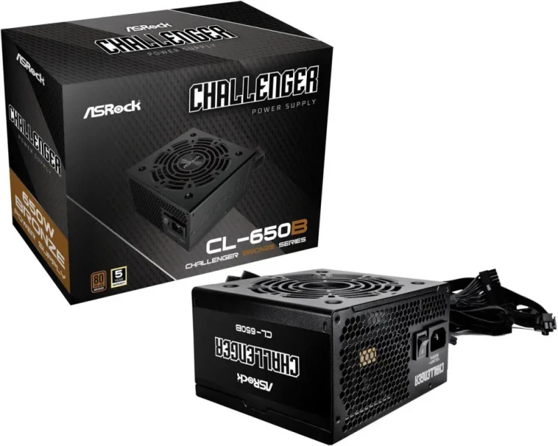 ASRock Challenger CL-650B 650W 80 PLUS Bronze Certified Non-Modular PSU - 120mm Golf Blade Fan, ATX 2.52 Compliant, Single +12V Rail 54.2A, 140mm Depth - Featured Image