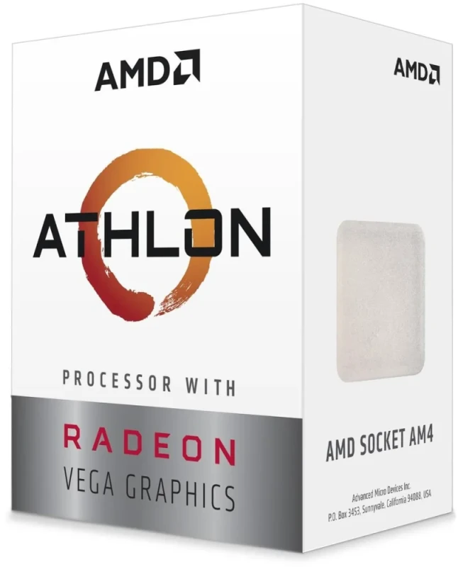 AMD Athlon 3000G AM4 Desktop APU with Radeon Vega 3 Graphics, 2 Cores 4 Threads, 3.5 GHz Base, 4 MB L3 Cache, 35 W TDP, DDR4‑2667 Support, Unlocked Entry‑Level CPU – Retail Boxed Processor - Featured Image