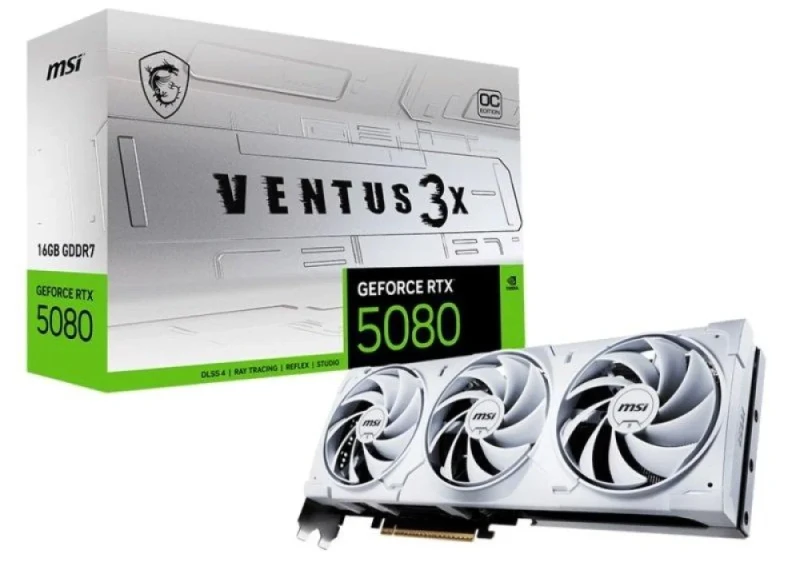 MSI VENTUS 3X OC - GeForce RTX 5080 16GB White 303mm - Featured Image