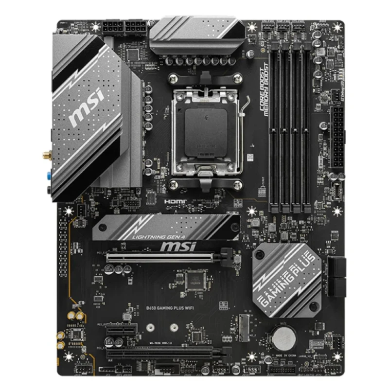 MSI B650 GAMING PLUS WIFI AMD AM5 ATX Motherboard – AMD B650 Chipset, DDR5 7200+ MHz (OC) Support, Dual PCIe 4.0 M.2 Slots, 2.5 Gb LAN & Wi-Fi 6E + Bluetooth 5.3, Realtek ALC897 7.1 Audio, USB 3.2 Gen 2×2 Type-C & HDMI 2.1/DisplayPort Outputs, Core Boost VRM & EZ Debug LEDs for Gaming & Productivity Builds - Featured Image