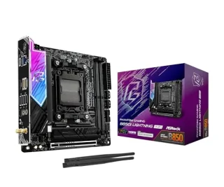 ASRock B850I Lightning WiFi AM5 Mini‑ITX Motherboard – AMD B850 Chipset, Socket AM5, DDR5 up to 8200+ OC, Dual DIMM, PCIe 5.0 x16, 2× M.2 (PCIe 5.0/PCIe 4.0), Killer 2.5 GbE LAN, Wi‑Fi 6E & Bluetooth 5.2, HDMI 2.1 & USB‑C, Realtek ALC1220 7.1 Audio – Compact Gaming/Creator Board
