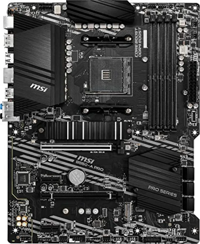 MSI B550‑A PRO AMD AM4 ATX Motherboard – AMD B550 Chipset, Dual‑Channel DDR4 up to 4400 MT/s, 4× DIMM, PCIe 4.0 x16 + PCIe 3.0 x16, 2× M.2 NVMe, 6× SATA III, Realtek Gigabit LAN, HDMI + DisplayPort, USB 3.2 Gen 2 Type‑A & Type‑C, 7.1‑ch Audio, CrossFire Support – Mid‑Range Desktop PC Board - Featured Image