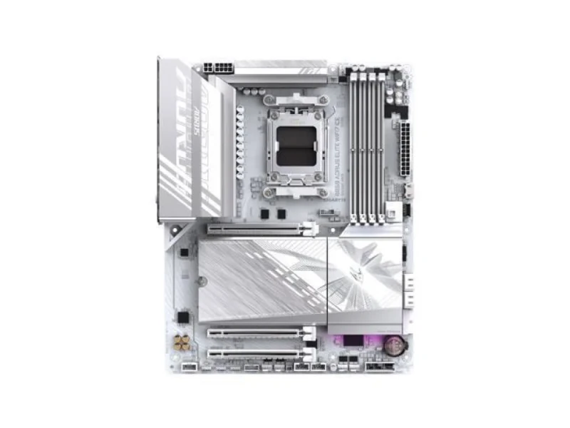 GIGABYTE B850 AORUS ELITE WIFI7 ICE AMD B850 AM5 ATX Motherboard – AMD AM5 Socket for Ryzen 7000/8000/9000 Series, DDR5 up to 8200 MHz, 4× DIMM, 3× M.2 PCIe (5.0/4.0), PCIe 4.0 x16, Wi‑Fi 7 (802.11be) & Realtek RTL8922AE, 2.5 Gb LAN, USB 3.2 Gen 2x2 Type‑C, HDMI & DisplayPort, 7.1‑ch Audio, Included Wi‑Fi Antenna – White Gaming Board - Featured Image