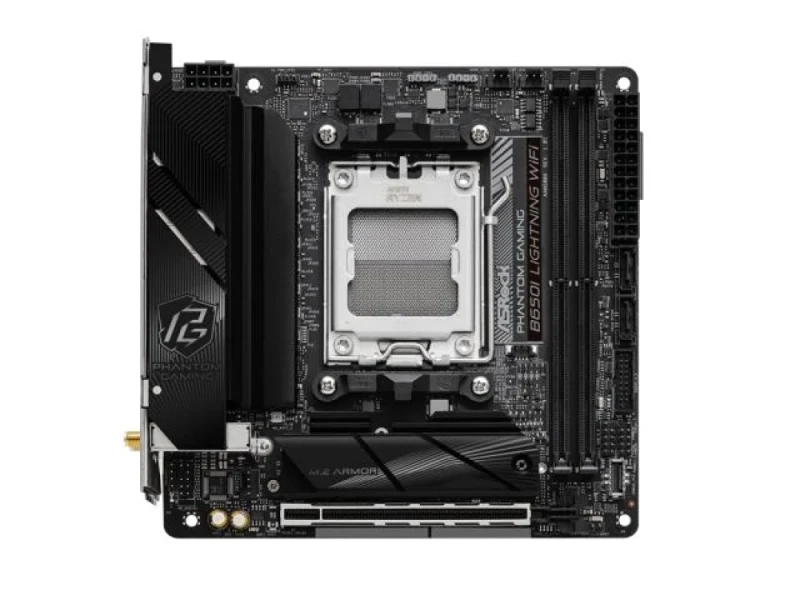 ASRock B650I Lightning WiFi Mini‑ITX AM5 Motherboard – AMD B650 Chipset, Supports Ryzen 7000/8000/9000 Series, DDR5‑7200+ (2 DIMMs, up to 96 GB), PCIe 4.0 x16, 2× M.2 NVMe (PCIe 5.0 & PCIe 4.0), 2.5 Gb LAN, Wi‑Fi 6E & Bluetooth 5.2, HDMI 2.1, USB‑C & USB 3.2 - Featured Image