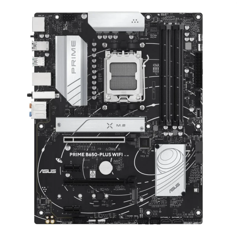 ASUS PRIME B650‑PLUS WIFI ATX Motherboard – AMD B650 Chipset, AM5 Socket for Ryzen 7000/8000/9000, DDR5 Support (4 DIMMs, up to 192 GB), PCIe 4.0 x16 & Dual M.2 (PCIe 5.0/4.0), 2.5 Gb Ethernet, Wi‑Fi 6E & Bluetooth 5.3, USB‑C & USB 3.2 Gen2, HDMI & DisplayPort, BIOS FlashBack & Thunderbolt 4 Header – optimized for gaming and productivity builds. - Featured Image