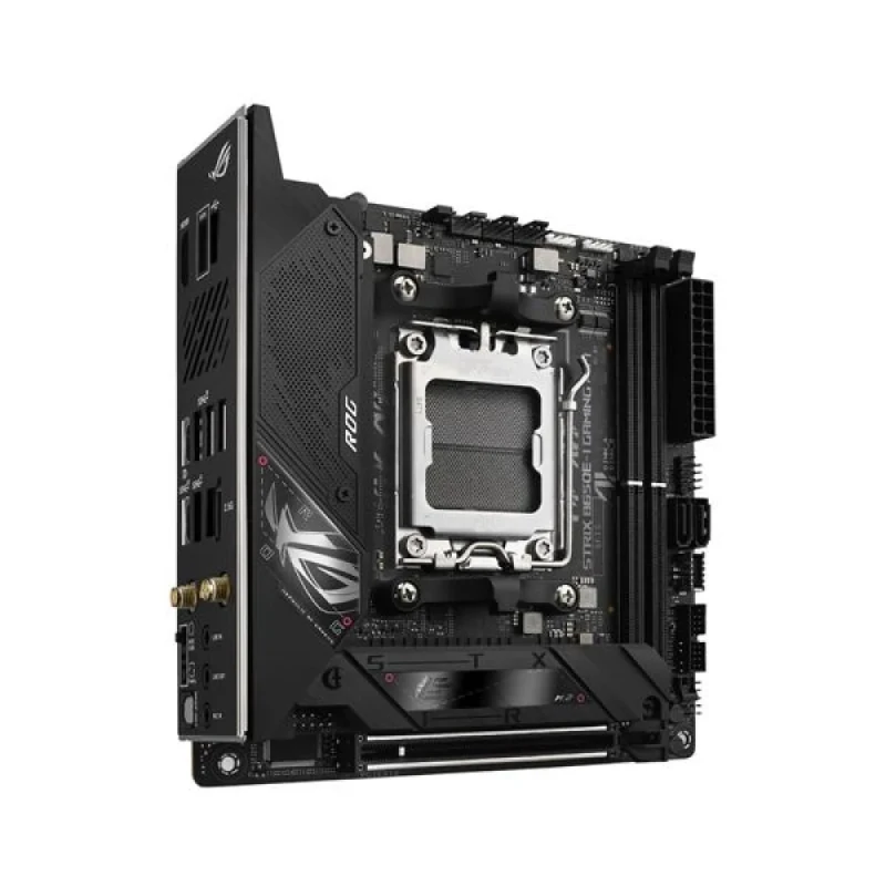 ASUS ROG STRIX B650E‑I GAMING WIFI Mini‑ITX Motherboard – AMD B650 AM5, DDR5 4800–6400+ MHz, Dual M.2 (PCIe 5.0 & PCIe 4.0), Wi‑Fi 6E & Bluetooth 5.2, Intel 2.5Gb Ethernet, PCIe 5.0 x16, HDMI, USB 3.2 Gen2/Gen2x2 Type‑C & USB‑A, Realtek ALC4080 7.1 Audio, Aura Sync RGB - Featured Image