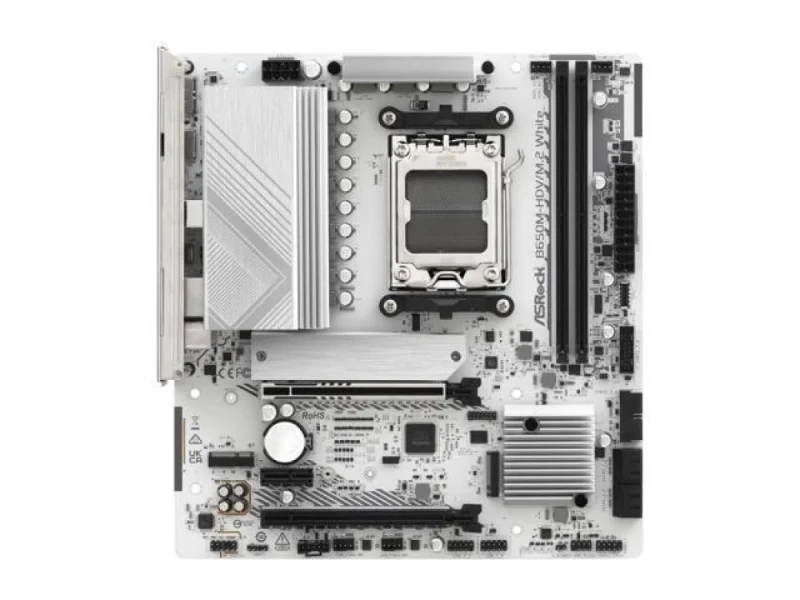 ASRock B650M‑HDV/M.2 White AM5 Micro‑ATX Motherboard – AMD B650 Chipset, AM5 Socket Ryzen 7000/8000/9000 Support, Dual DDR5 (up to 7200+/128 GB), Dual M.2 (PCIe Gen5x4 & Gen4x4), 2.5G LAN, HDMI 2.1 & DisplayPort, Realtek ALC897 7.1 Audio, USB 3.2 Gen2 Type‑C & USB 3.2/USB2.0 Ports, Pre‑Installed I/O Shield - Featured Image