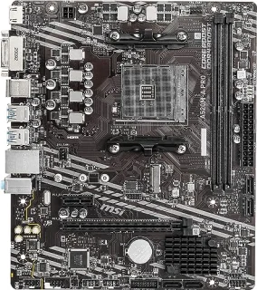 MSI A520M‑A PRO Micro‑ATX Motherboard – AMD A520 AM4 DDR4 up to 4600 MT/s (OC), Dual DIMM, 1× M.2 PCIe 3.0 & SATA III, PCIe 3.0 x16 & x1 Slots, HDMI & DVI‑D Display Outputs, Realtek Gigabit LAN, Realtek ALC892 7.1 Audio, USB 3.2 Gen1 & USB 2.0 I/O, I/O Shield Included