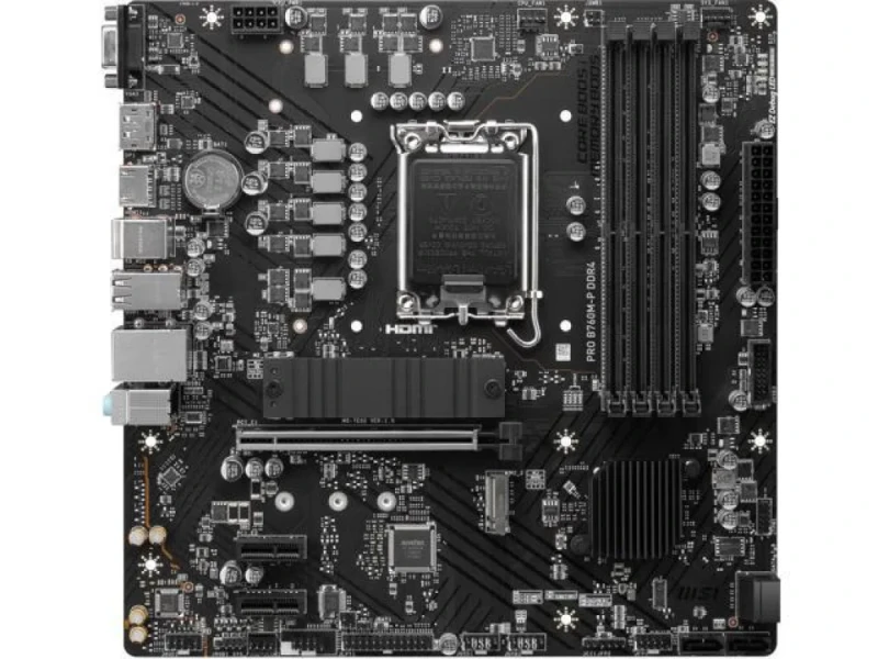 MSI PRO B760M‑P DDR4 Micro‑ATX Motherboard – Intel B760 Chipset LGA1700 for 12th/13th/14th Gen Core, Dual‑Channel DDR4‑4800+ (OC), 4 DIMMs up to 128GB, PCIe 4.0 x16 & x1, 2× M.2 NVMe, Realtek Gigabit LAN, HDMI/DisplayPort/VGA Outputs, USB 3.2 Gen2 Type‑C & USB 3.2 Gen1 - Featured Image