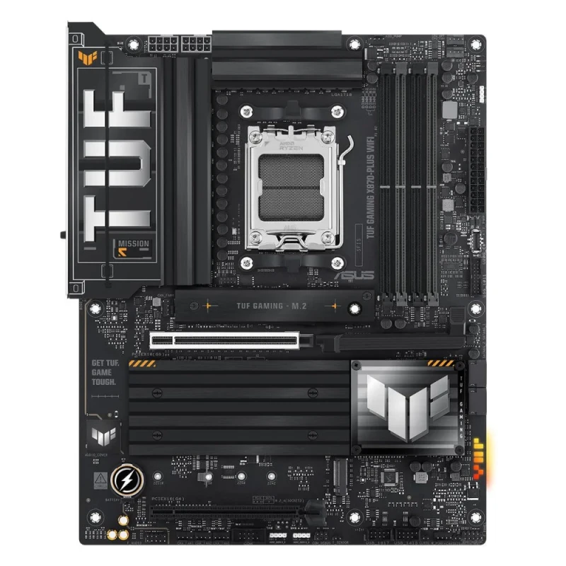 ASUS TUF GAMING X870‑PLUS WIFI AM5 ATX Motherboard – AMD X870 Chipset, AM5 Socket, DDR5 4× DIMM up to 192 GB, 4× M.2 PCIe 5.0/4.0, Wi‑Fi 7 (802.11be), 2.5 Gb Ethernet, USB4, PCIe 5.0 x16, HDMI, Realtek ALC1220P Audio – Gaming/PC Build Board - Featured Image