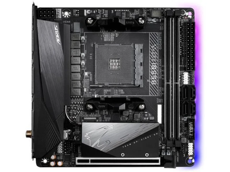 Gigabyte B550I AORUS PRO AX Mini‑ITX AM4 Motherboard – AMD B550 Chipset, Dual M.2 PCIe 4.0/3.0, DDR4 up to 5300 MHz, Wi‑Fi 6E & Bluetooth 5.x, 2.5 GbE LAN, 4× SATA 6 Gb/s, USB 3.2 Gen2 Type‑C, HDMI 2.1 & DisplayPort, Realtek ALC1220‑VB Audio – Compact High‑Performance ITX Board - Featured Image