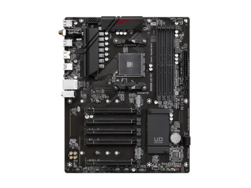Gigabyte B550 UD AC ATX AM4 Motherboard – AMD B550 Chipset, Dual M.2 PCIe 4.0/3.0, DDR4 up to 4733 MT/s, Wi‑Fi 5 (802.11ac) & Bluetooth 5.0, Realtek Gigabit LAN, 4× SATA 6 Gb/s, USB‑C & USB 3.2 Gen2, HDMI, Q‑Flash Plus & Smart Fan 5 – Ultra Durable Desktop Board - Featured Image