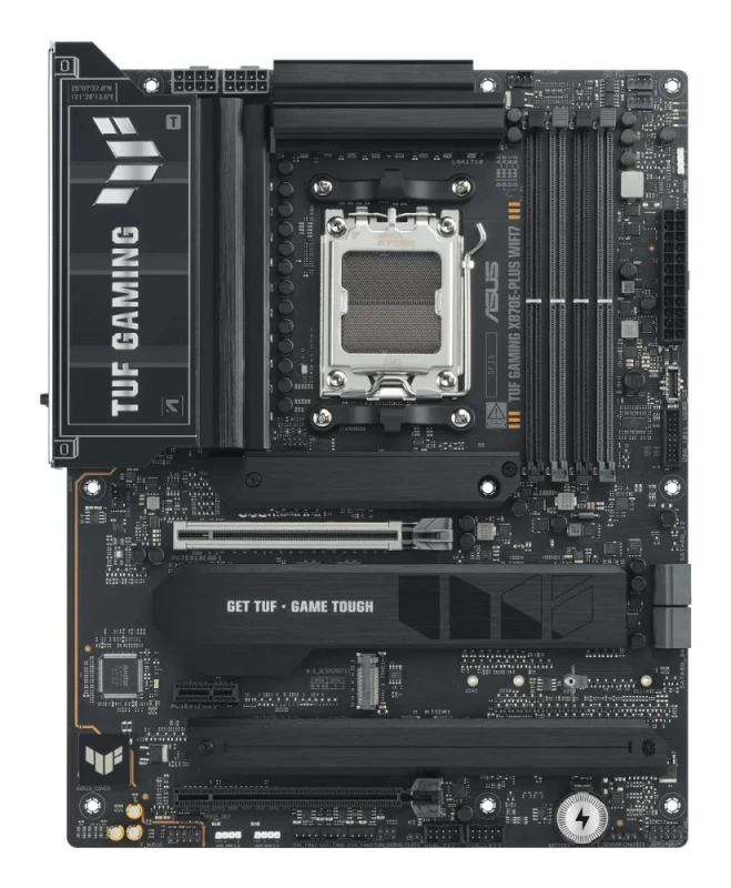 ASUS TUF GAMING X870E‑PLUS WIFI7 AM5 ATX Motherboard – AMD X870E Chipset, Supports Ryzen 7000/8000/9000 Series, DDR5 up to 8000 MHz, 4× M.2 Slots (PCIe 5.0 & 4.0), Wi‑Fi 7 (802.11be) & Bluetooth 5.4, 2.5 Gb Ethernet, USB4/USB‑C, HDMI, Realtek Audio – High‑Performance Gaming Board - Featured Image