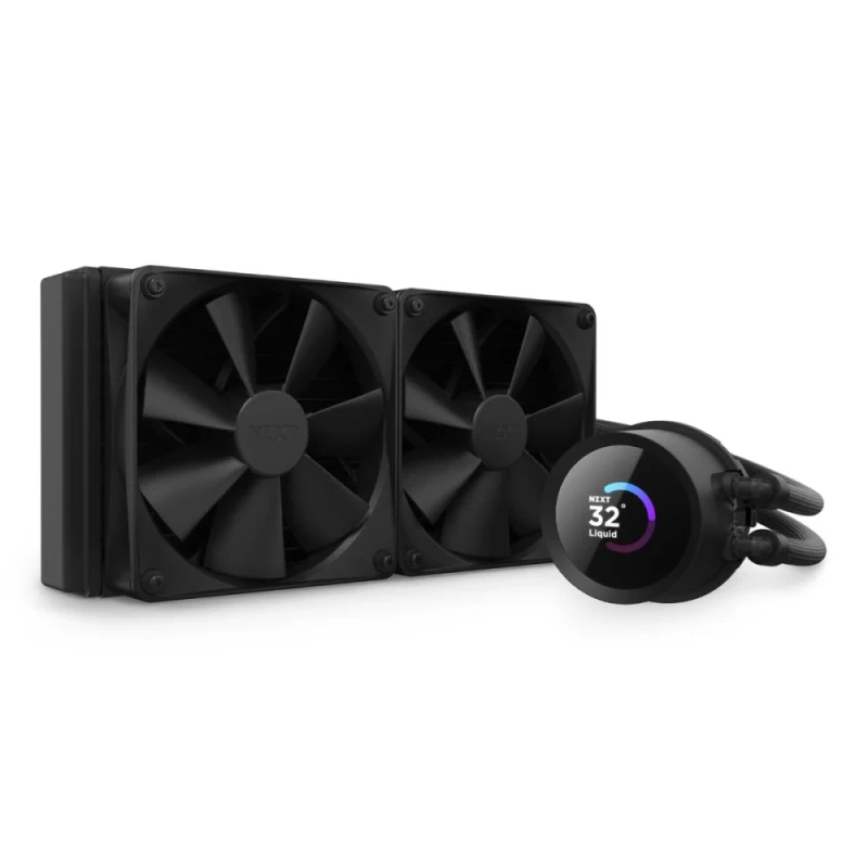 NZXT Kraken 240 240 mm AIO Liquid CPU Cooler – Dual F120 RGB/Core Fans, 1.54″ LCD Display, Asetek Pump up to 2800 RPM, Aluminum Radiator with Braided Tubing, PWM Control, Intel LGA1851/1700/1200 & AMD AM5/AM4 Compatibility, Quiet Performance & Easy Install - Featured Image