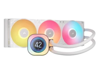 Corsair iCUE LINK TITAN 360 RX LCD 360 mm AIO Liquid CPU Cooler – 2.1″ IPS LCD Display, Triple RX120 RGB Fans, FlowDrive Cooling Engine, Copper Cold Plate & Aluminum Radiator, Up to 73.5 CFM Airflow, PWM Fans, iCUE LINK Hub Included, Intel LGA1851/LGA1700 & AMD AM5/AM4 Support