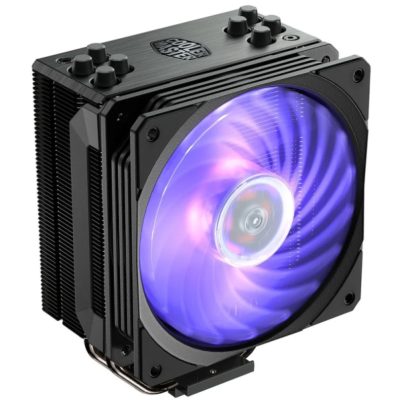 Cooler Master Hyper 212 RGB Black Edition CPU Air Cooler – 4‑Heatpipe Direct Contact Tower Cooler, 120 mm SF120R RGB PWM Fan (650–2000 RPM), 59 CFM Airflow, 8–30 dBA Noise, Aluminum Fins, RGB LED with Controller, Compatible Intel & AMD Sockets (LGA1700/AM4 etc.), Black Finish - Featured Image