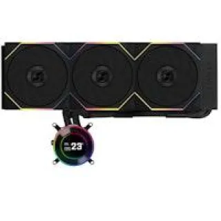 Lian Li HydroShift II LCD‑C 360TL AIO Liquid CPU Cooler – 360 mm Slim Radiator (400×122×24 mm), 3× UNI FAN TL Wireless 120 mm Fans (Up to ~2600 RPM, 90.1 CFM), 2.1″ IPS LCD 480×480 Display, Side‑Mounted Tubing, Hidden Cables, Aluminum Radiator, Copper Water Block, LGA1700/1851 & AMD AM5/AM4 Support, Black/White