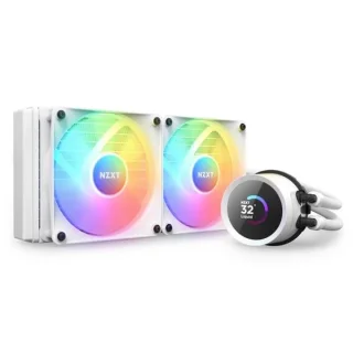 NZXT Kraken 240 RGB 240 mm All‑in‑One Liquid CPU Cooler – Dual F120 RGB Core PWM Fans, 1.54″ LCD Display Pump, Asetek Pump Up to 2800 RPM, RGB Lighting, Reinforced Nylon‑Braided Tubing, AM5/AM4 & Intel LGA1700/1200 Support, Aluminum Radiator, SATA & USB Connections – High‑Performance AIO Cooler for Gaming & Workstations