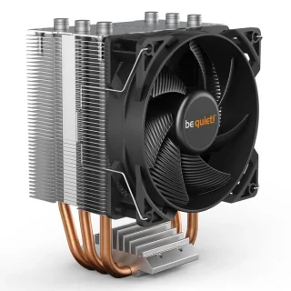 be quiet! Pure Rock Slim 2 92 mm CPU Air Cooler – Compact Single‑Tower Cooler with 3 × 6 mm Heatpipes, PWM Pure Wings Fan, 130 W TDP, Rifle Bearing, Aluminum Heatsink & Copper Base, Quiet 13–25 dB(A), Broad Intel & AMD Socket Support (LGA1700/1200/115x, AM5/AM4)