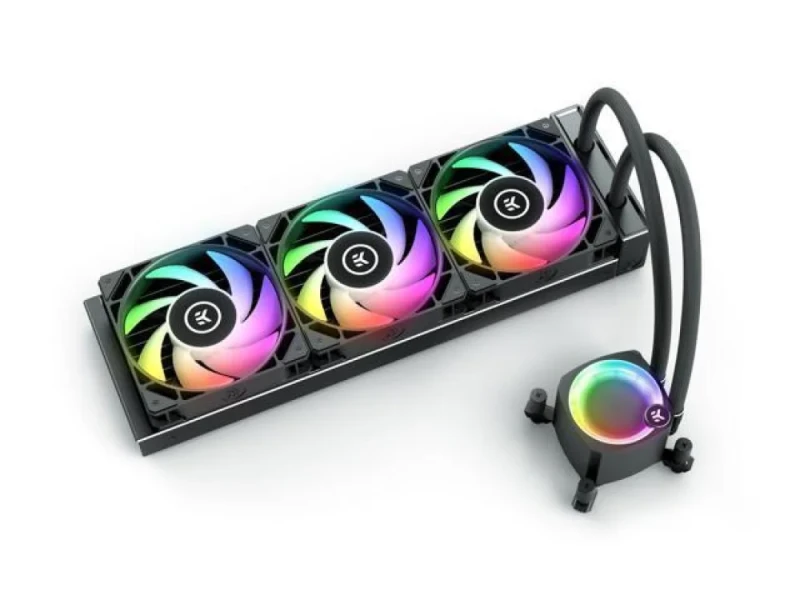 EK EK‑Nucleus AIO CR360 Lux D‑RGB 360 mm All‑in‑One Liquid CPU Cooler – 360 mm Aluminum Radiator, 3× 120 mm EK‑Loop FPT D‑RGB High Static Pressure Fans, Addressable RGB, Copper Coldplate, PWM Pump, Universal Intel & AMD Socket Support (LGA115x/1200/1700/2066 & AM4/AM5), Premium Performance AIO - Featured Image