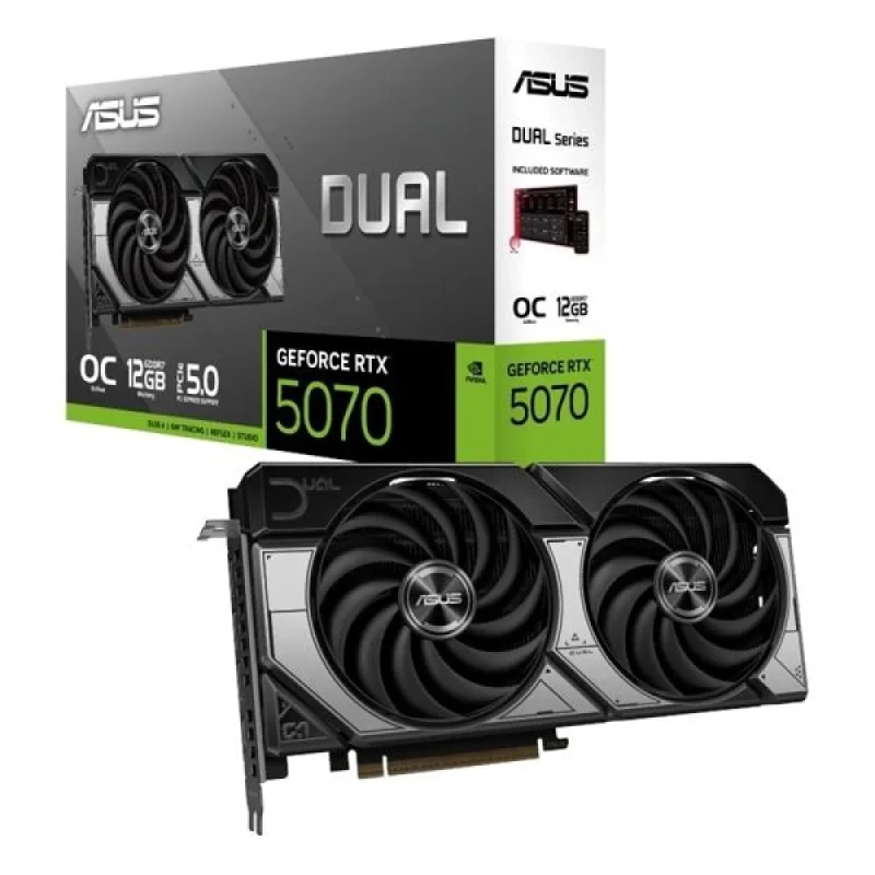 ASUS DUAL OC GeForce RTX 5070 12GB – NVIDIA Next-Gen GPU, 12GB GDDR7, Boost Clock up to 2700 MHz, Dual-Fan DUAL Cooling, Factory Overclock, Advanced Ray Tracing & AI Features, PCIe 5.0, HDMI/DP Outputs, 249 mm Card - Featured Image