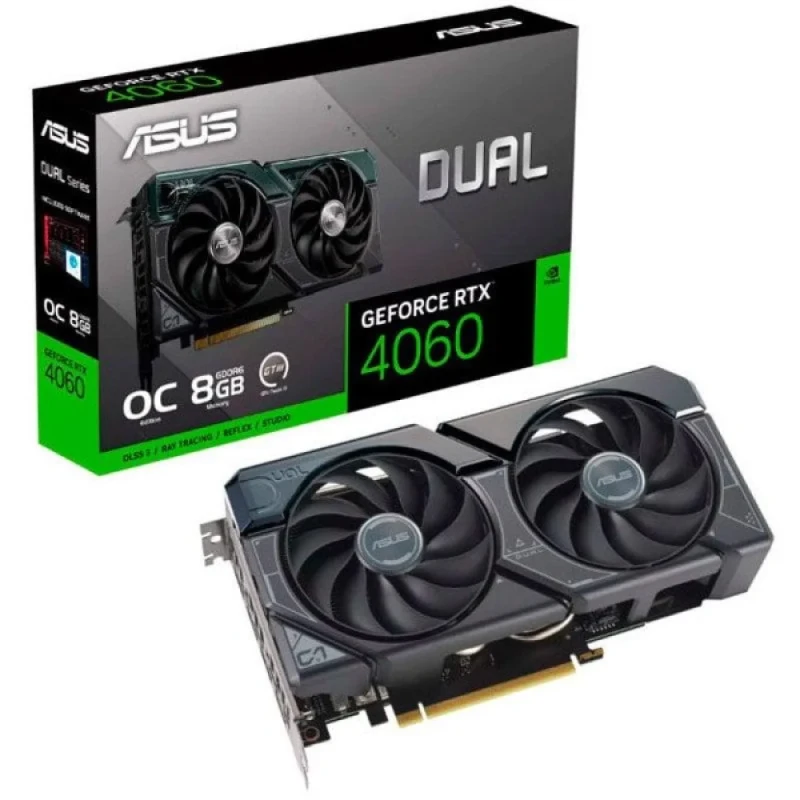 ASUS DUAL OC V2 GeForce RTX 4060 8GB – NVIDIA Ada Lovelace GPU, 8GB GDDR6, 128-bit, Boost Clock up to 2535 MHz, Dual-Fan DUAL Cooling, DLSS 3 & Ray Tracing, PCIe 4.0, HDMI 2.1/DP, 202 mm Card - Featured Image