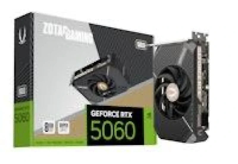 Zotac GAMING SOLO GeForce RTX 5060 8GB – NVIDIA Next-Gen GPU, 8GB GDDR6, Boost Clock up to 2500 MHz, Ultra-Compact Single-Fan Cooling, Ray Tracing & DLSS Support, PCIe 4.0, HDMI/DP Outputs, Mini 164 mm Design - Featured Image