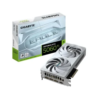 Gigabyte EAGLE OC GeForce RTX 5060 Ti 16GB GDDR7 PCIe 5.0 Graphics Card 215 mm – NVIDIA Blackwell Architecture, 4608 CUDA Cores, 2617 MHz Boost, 128-bit Bus, WINDFORCE 2X Dual Fans, HDMI 2.1b + 3x DisplayPort 2.1b, White/Silver Gaming GPU