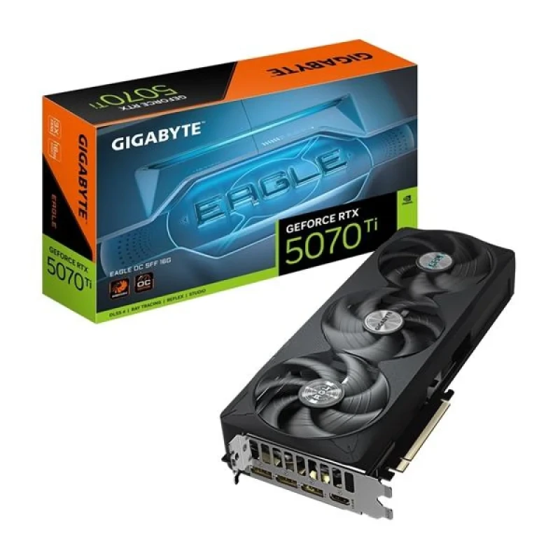 Gigabyte EAGLE OC SFF GeForce RTX 5070 Ti 16GB Graphics Card – NVIDIA RTX 5070 Ti GPU, 8960 CUDA Cores, 16 GB GDDR7 256-bit 28 Gbps Memory, PCIe 5.0, WINDFORCE 3X Triple Fans, 304 mm Compact SFF-Ready Black GPU with 3x DisplayPort 2.1a & HDMI 2.1b - Featured Image